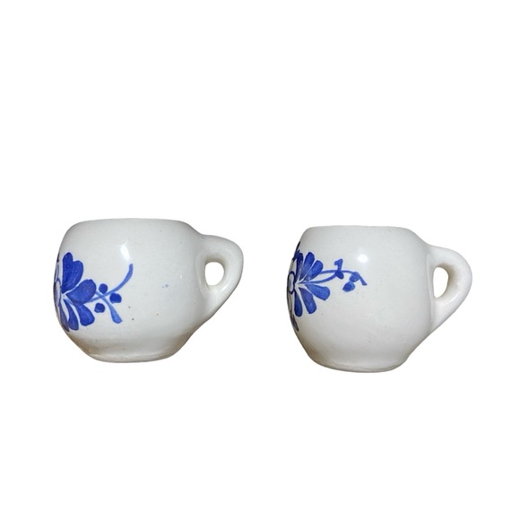 Vintage Miniature Tea Set 8 Piece Blue Floral Doll House Collectible - Picture 12 of 16